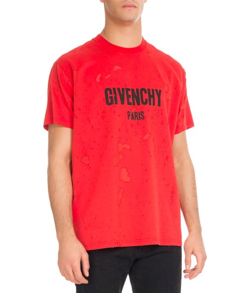 givenchy distressed tee red|Givenchy paris tees.